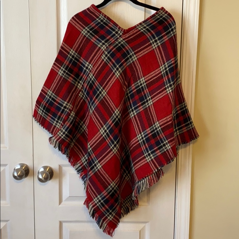 NEW red flannel poncho